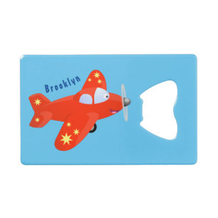 Cute red aeroplane flying cartoon illustration
