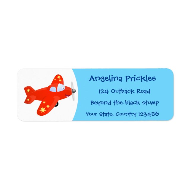 Cute red aeroplane flying cartoon illustration (Front)