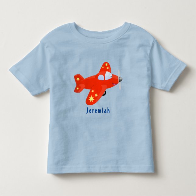 Cute red aeroplane flying cartoon illustration toddler T-Shirt (Front)