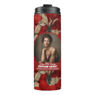 Cute Red Amaryllis Female Birthday Trendy Thermal Tumbler