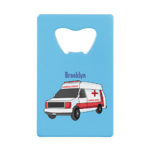 Cute red ambulance van cartoon