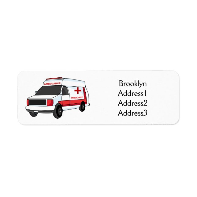 Cute red ambulance van cartoon (Front)