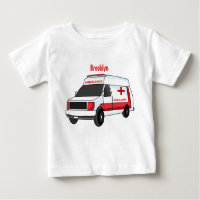 Cute red ambulance van cartoon