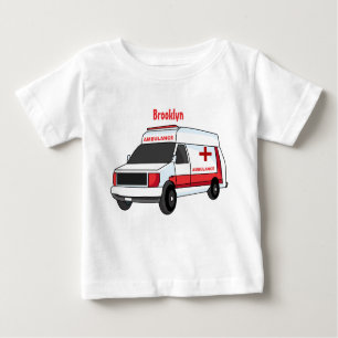 Cute red ambulance van cartoon baby T-Shirt