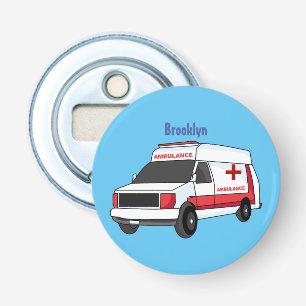 Cute red ambulance van cartoon  bottle opener