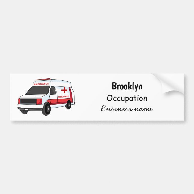 Cute red ambulance van cartoon bumper sticker (Front)