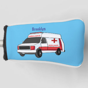 Cute red ambulance van cartoon golf head cover