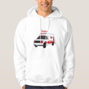 Cute red ambulance van cartoon hoodie