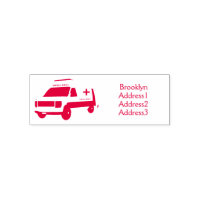Cute red ambulance van cartoon