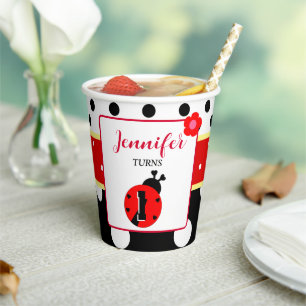 Cute Red and Black Ladybug Paper Cups