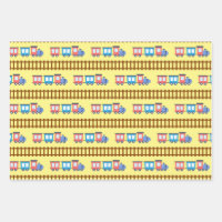Cute Red and Blue Choo Choo Train Gift Wrap