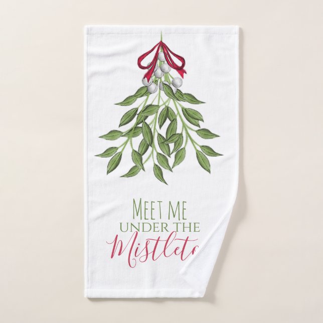 Cute Red and Green Botanical Christmas Bath Towel Set (Hand Towel)