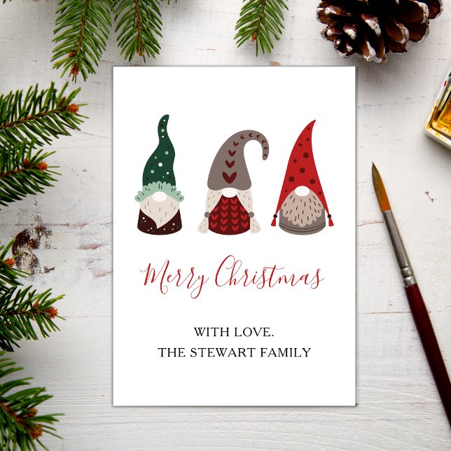 Cute Red and Green Christmas Gnome Holiday Card (Creator Uploaded)