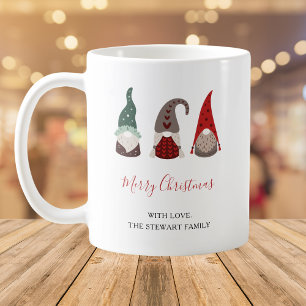 Cute Red and Green Christmas Gnome Holiday Gift Coffee Mug
