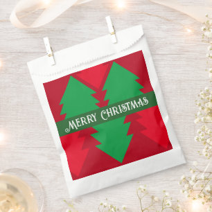 Cute Red and Green Christmas Tree Holiday Party Favour Bags