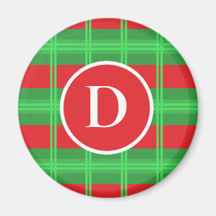 Cute Red and Green Monogram Christmas Colours` Magnet