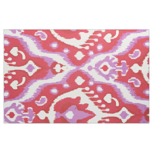Cute red and orchid ikat tribal patterns fabric