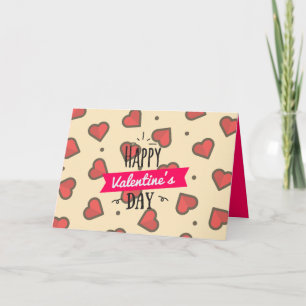 Cute Red and Pink Heart Happy Valentines Day Card