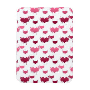Cute Red and Pink Hearts with Wings Magnet