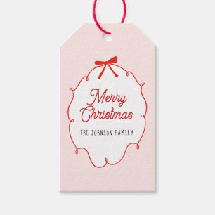 Cute Red and Pink Merry Christmas Gift tags