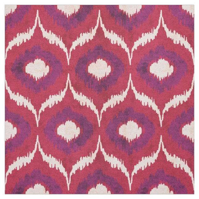 Cute red and purple ikat tribal pattern fabric (Swatch)