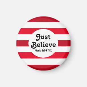 Cute Red and White Believe Festive Christmas  Magnet