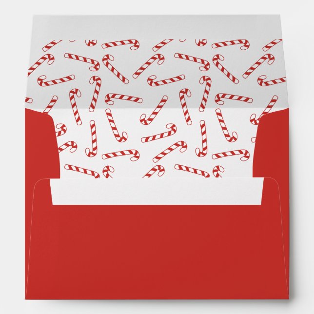 Cute Red and White Candy Cane Christmas Pattern  Envelope (Back (Bottom))