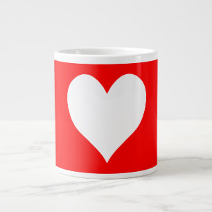 Cute Red and White Heart Shape Large Coffee Mug