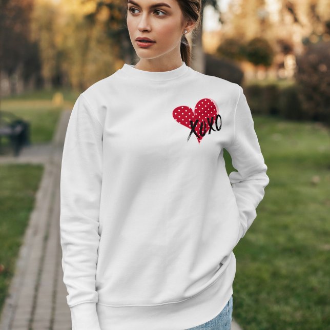 Cute Red and White Heart XOXO Crewneck Sweatshirt (Creator Uploaded)