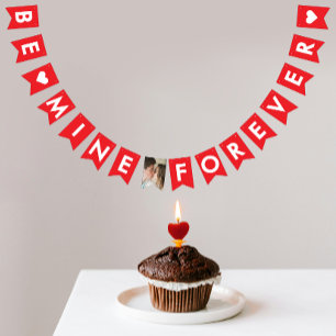 Cute Red And White Love Engagement Propose Photo Bunting