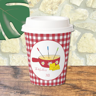 Cute Red and White Paper Cups with Fondue Pot