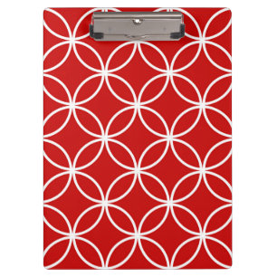 Cute Red and White Pattern Geometric Circles Clipboard