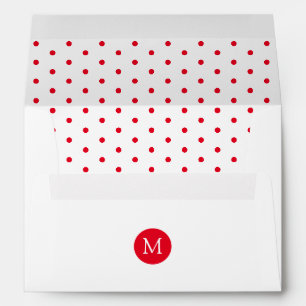 Cute Red and White Polka Dot Monogram Envelope