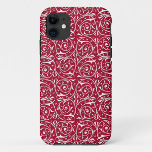 Cute Red and White Swirling Vines Pattern Case-Mate iPhone Case