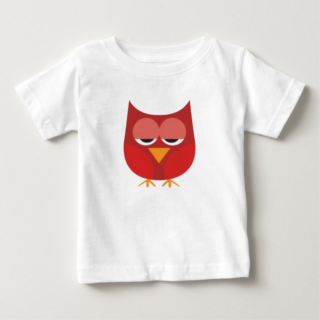 Cute Red And Yellow Cartoon Owl Baby T-Shirt (Front)