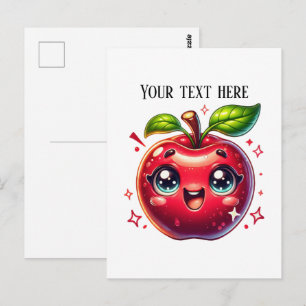 Cute red apple customisable  postcard