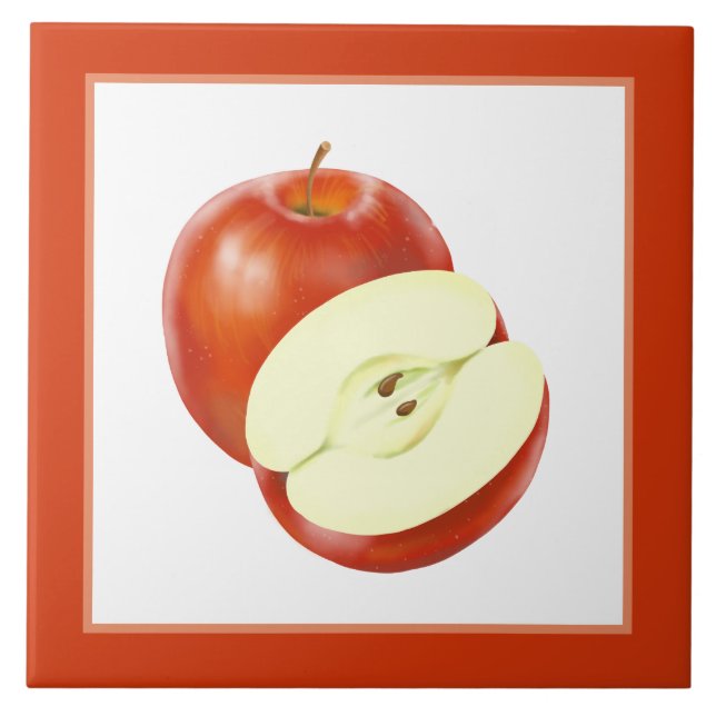 cute red apple kitchen decor tile (Front)