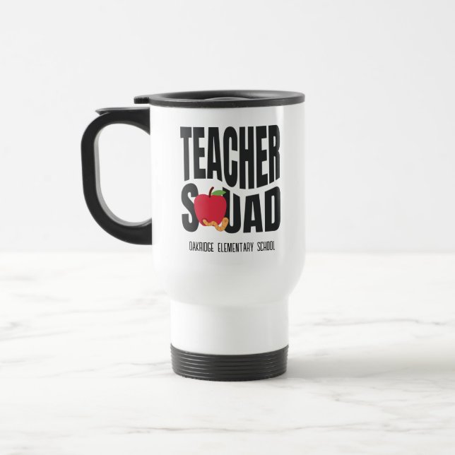 Cute Red Apple Teacher Squad Travel Mug (Left)
