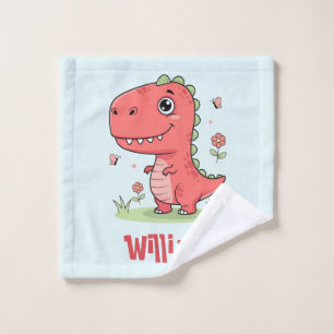 Cute Red Baby Dinosaur Wash Cloth
