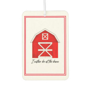 Cute Red Barn Drawing   I Rather be at the Barn Car Air Freshener