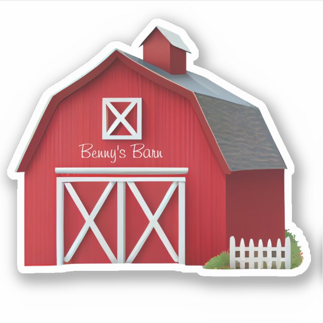 Cute Red Barn Farm Personalised Vinyl  (Front)