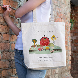 Cute Red Barnyard Farm Animal Any Age Birthday Tote Bag