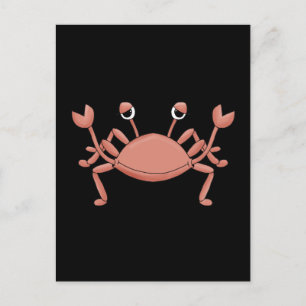 Cute Red Beach Crab Cartoon Character Design Postcard