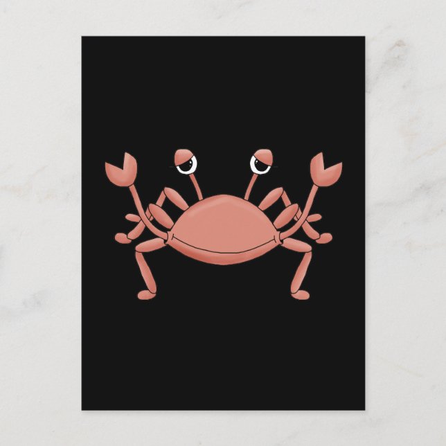 Cute Red Beach Crab Cartoon Character Design Postcard (Front)