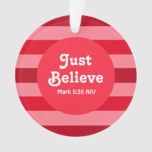 Cute Red Believe Bible Verse Merry Christmas Ornament