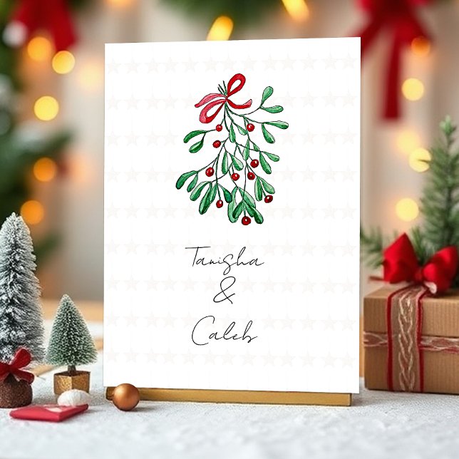 Cute Red Berries Mistletoe Holiday Card (Creator Uploaded)