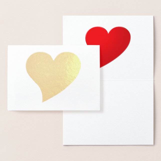 Cute red big heart minimalist modern Valentine's Foil Card (Display)