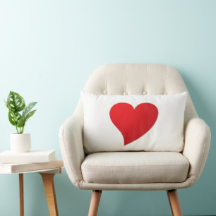 Cute red big heart minimalist modern Valentine's Lumbar Cushion