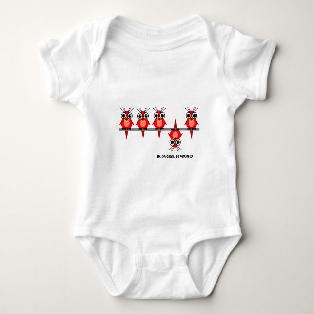 cute red birds baby bodysuit (Front)