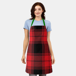 Cute Red, Black, and Grey Plaid Chef Baker Women's Apron